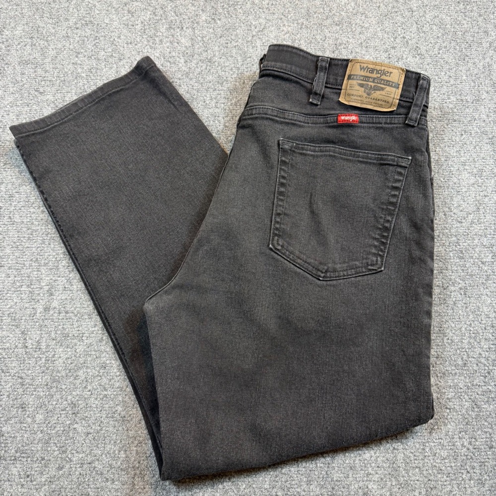 Wrangler Mens Regular Fit Jeans Faded Black 96CFVCB 38x30 Stretch Denim